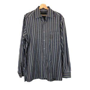 Ermenegildo Zegna Men's Brown Striped Button Down Shirt L